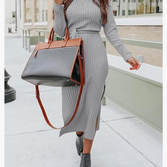 Women’s long sleeve sweater dress slit to side both sides. - Picture 2 of 8